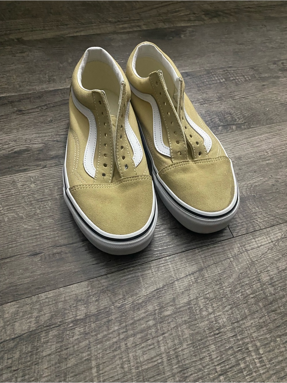 Vans Tan Suede Low-Top Sneakers with White Side Stripe